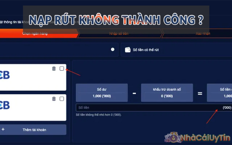 Nạp rút không thành công